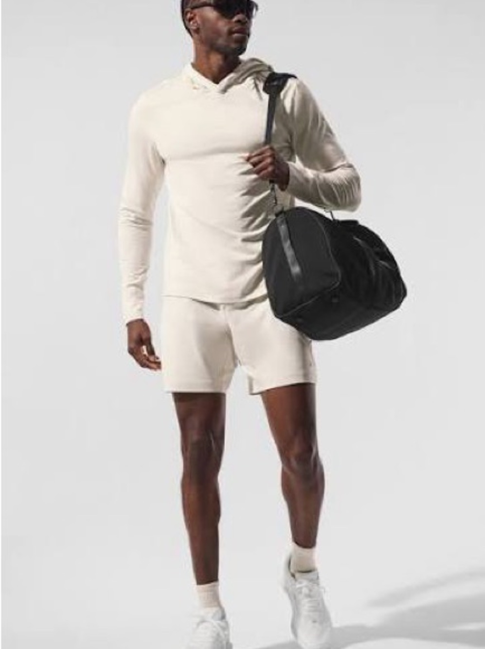 ALO Yoga Men's Lightweight Cream Hoodie Top